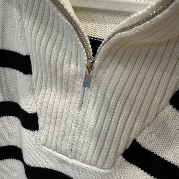 English Factory Striped Knit Zip Pullover - Picture 2 of 7